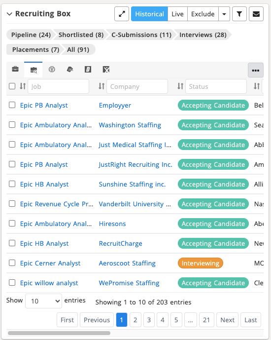 Candidate job matching feature